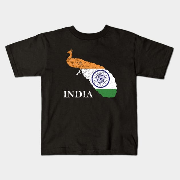 India Peacock Flag Kids T-Shirt by mstory